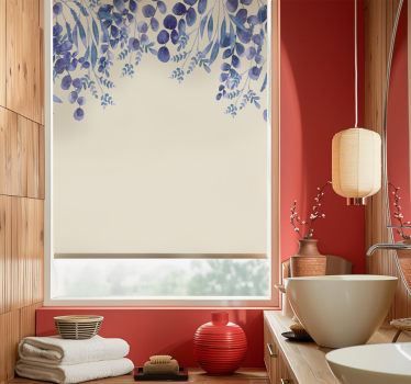 Tenda a rullo bagno rami di foglie che cadono blu - TenStickers