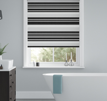 Tenda a rullo bagno righe bianco nero - TenStickers