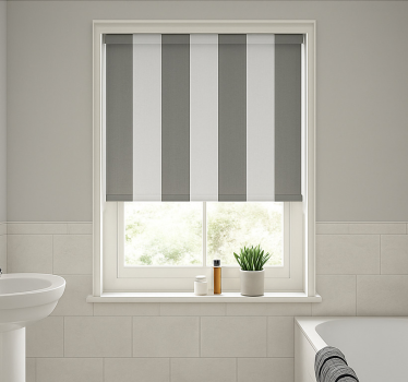 Tenda a rullo bagno strisce verticali grigie - TenStickers