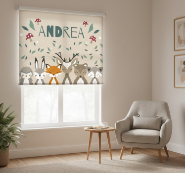 Tenda a rullo beige animali personalizzati per bambini - TenStickers