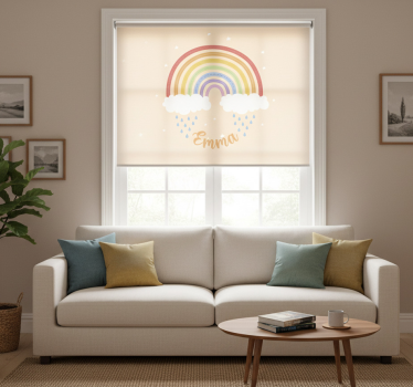 Tenda a rullo beige arcobaleno acquerello con nome - TenStickers
