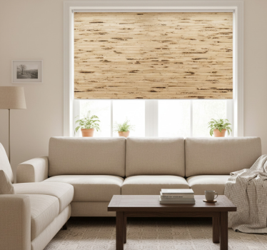 Tenda a rullo beige con stecche di legno marrone chiaro - TenStickers