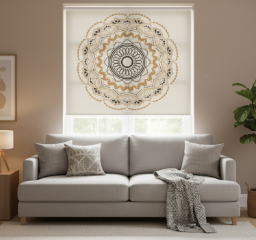 Tenda a rullo beige design circolare mandala beige - TenStickers
