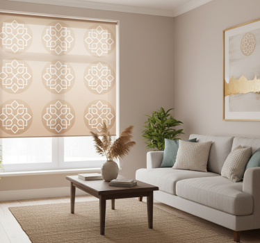 Tenda a rullo beige design mandala linee geometriche - TenStickers