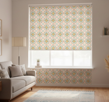 Tenda a rullo beige design quadrato colorato - TenStickers