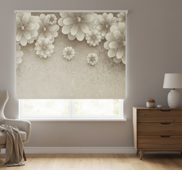 Tenda a rullo beige effetto fiori 3d grigio - TenStickers