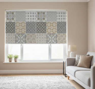 Tenda a rullo beige effetto piastrella marocchino - TenStickers