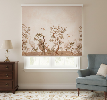 Tenda a rullo beige fauna vintage - TenStickers