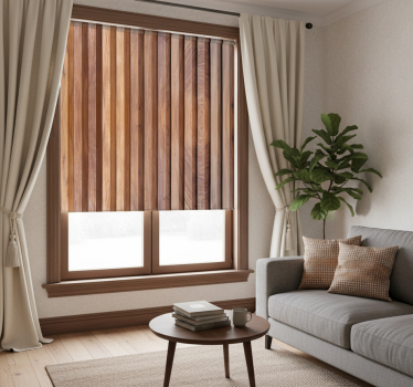 Tenda a rullo beige listelli di legno verticali - TenStickers