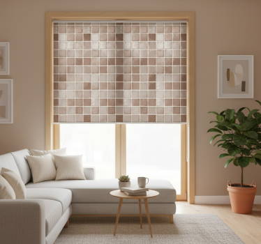 Tenda a rullo beige motivo a quadrati ceramici - TenStickers