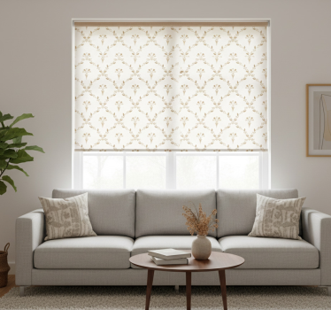 Tenda a rullo beige motivo floreale esagonale - TenStickers