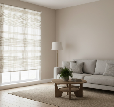 Tenda a rullo beige motivo in juta sottile - TenStickers