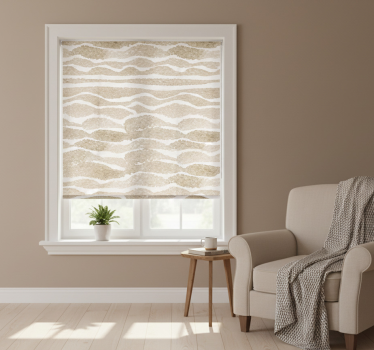Tenda a rullo beige motivo onde color marrone chiaro - TenStickers