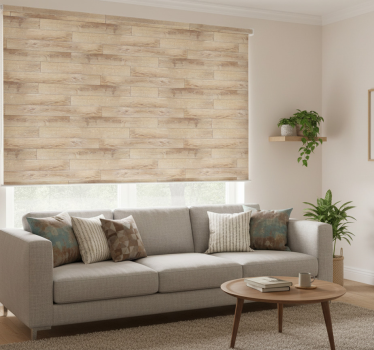 Tenda a rullo beige pavimento in parquet beige - TenStickers