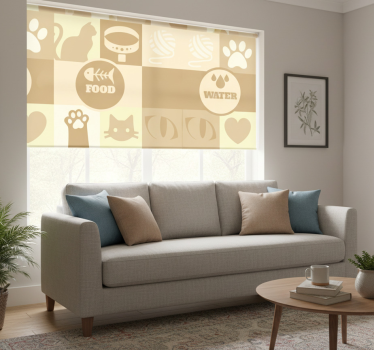 Tenda a rullo beige per cibo e acqua gatti - TenStickers