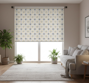Tenda a rullo beige piastrelle retro cucina - TenStickers