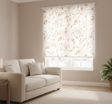 Tenda a rullo beige rose bianche eleganti - TenStickers