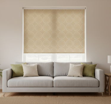 Tenda a rullo beige sfondo beige chiaro con cerchi bianchi - TenStickers