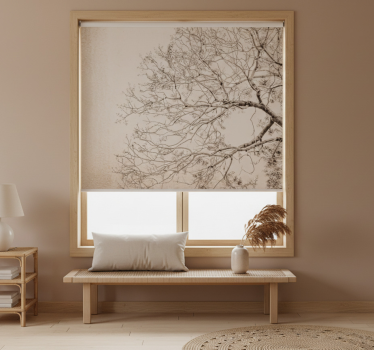 Tenda a rullo beige stile floreale japandi - TenStickers
