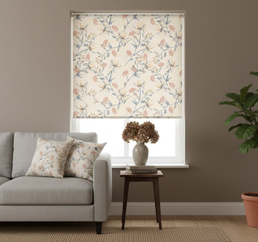 Tenda a rullo beige superficie fioritura botanica - TenStickers