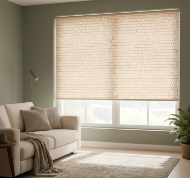 Tenda a rullo beige texture rattan intrecciato - TenStickers