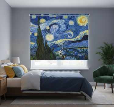 Tenda a rullo camera da letto notte stellata di van gogh - TenStickers