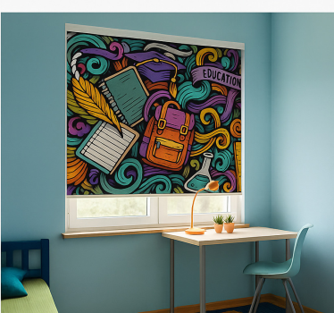 Tenda a rullo camera ragazzi oggetti astratti colorati - TenStickers