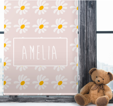 Tenda a rullo cameretta margherita floreale con nome - TenStickers