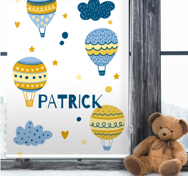 Tenda a rullo cameretta mongolfiere scandinave con nome - TenStickers