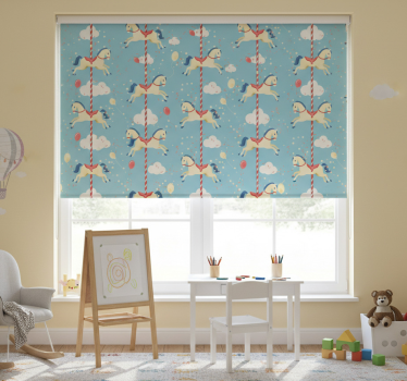 Tenda a rullo cameretta motivo giostra cavalli - TenStickers