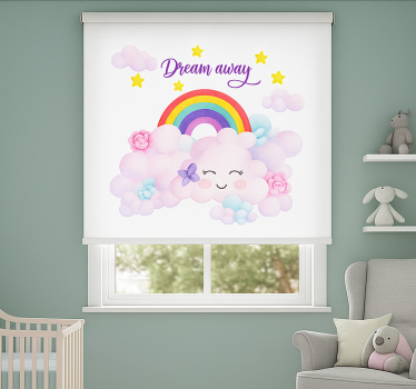 Tenda a rullo cameretta nuvole rosa e arcobaleno - TenStickers