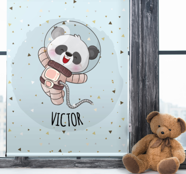 Tenda a rullo cameretta panda astronauta con nome - TenStickers