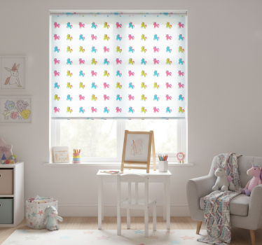 Tenda a rullo cameretta unicorni su sfondo blu - TenStickers