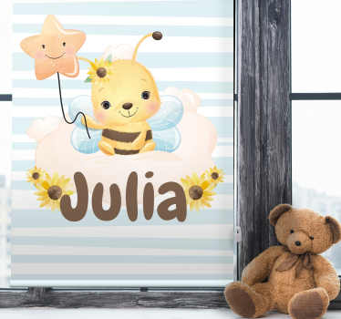 Tenda a rullo cameretta ape carina con nome - TenStickers