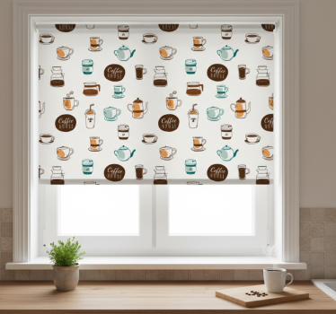 Tenda a rullo cucina a motivi caffè e caffetteria - TenStickers