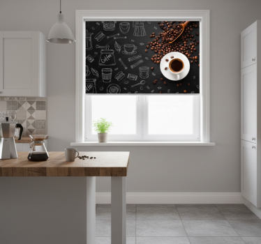 Tenda a rullo cucina chicchi di caffè e scarabocchi - TenStickers