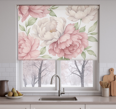 Tenda a rullo cucina stampa di peonia arrossata - TenStickers