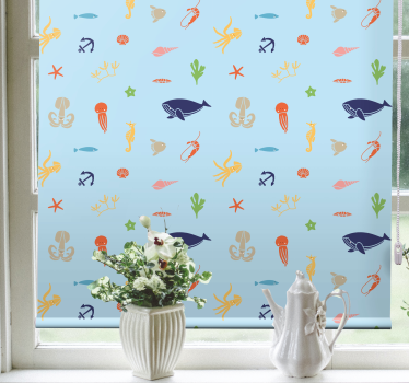 Tenda a rullo disegni animali Animali marini in luce - TenStickers
