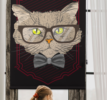 Tenda a rullo disegni divertenti Gatto con gli occhiali - TenStickers
