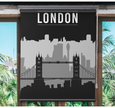 Tenda a rullo disegni Skyline di londra nero e grigio - TenStickers