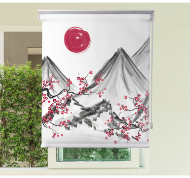 Tenda a rullo disegni Sole rosso in stile giapponese - TenStickers