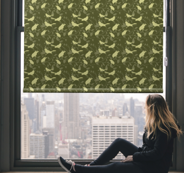Tenda a rullo disegno classico Uccelli verdi in stile vittoriano - TenStickers