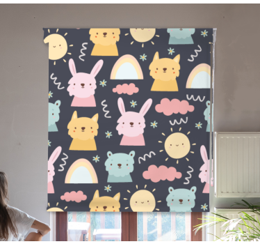Tenda a rullo divertente modello di animali giocosi - TenStickers