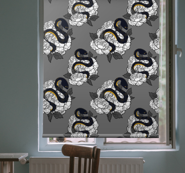 Tenda a rullo animali motivo a serpente e fiore - TenStickers
