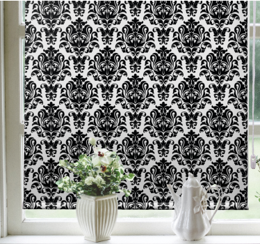 Tenda a rullo classica motivo floreale bianco e nero - TenStickers