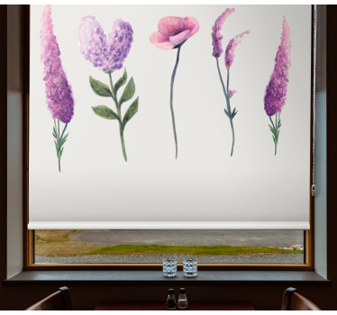 Tenda a rullo fiori Disegni di fiori viola - TenStickers