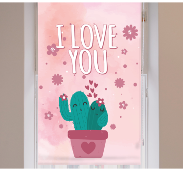 Tenda a rullo fiori e piante Adorabile cactus di san valentino - TenStickers