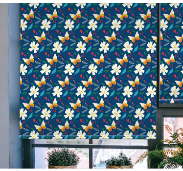 Tenda a rullo fiori e piante disegno con motivi floreali - TenStickers