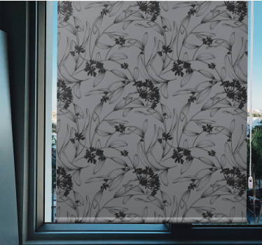 Tenda a rullo fiori e piante disegno floreale monocromatico - TenStickers