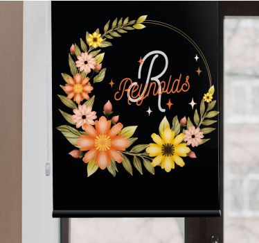 Tenda a rullo fiori e piante elegante iniziale e nome - TenStickers